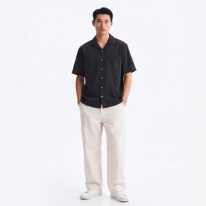 Jobb Heritage Mason Kemeja Pria Lengan Pendek Relaxed Fit Stripes Black
