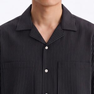 Jobb Heritage Mason Kemeja Pria Lengan Pendek Relaxed Fit Stripes Black