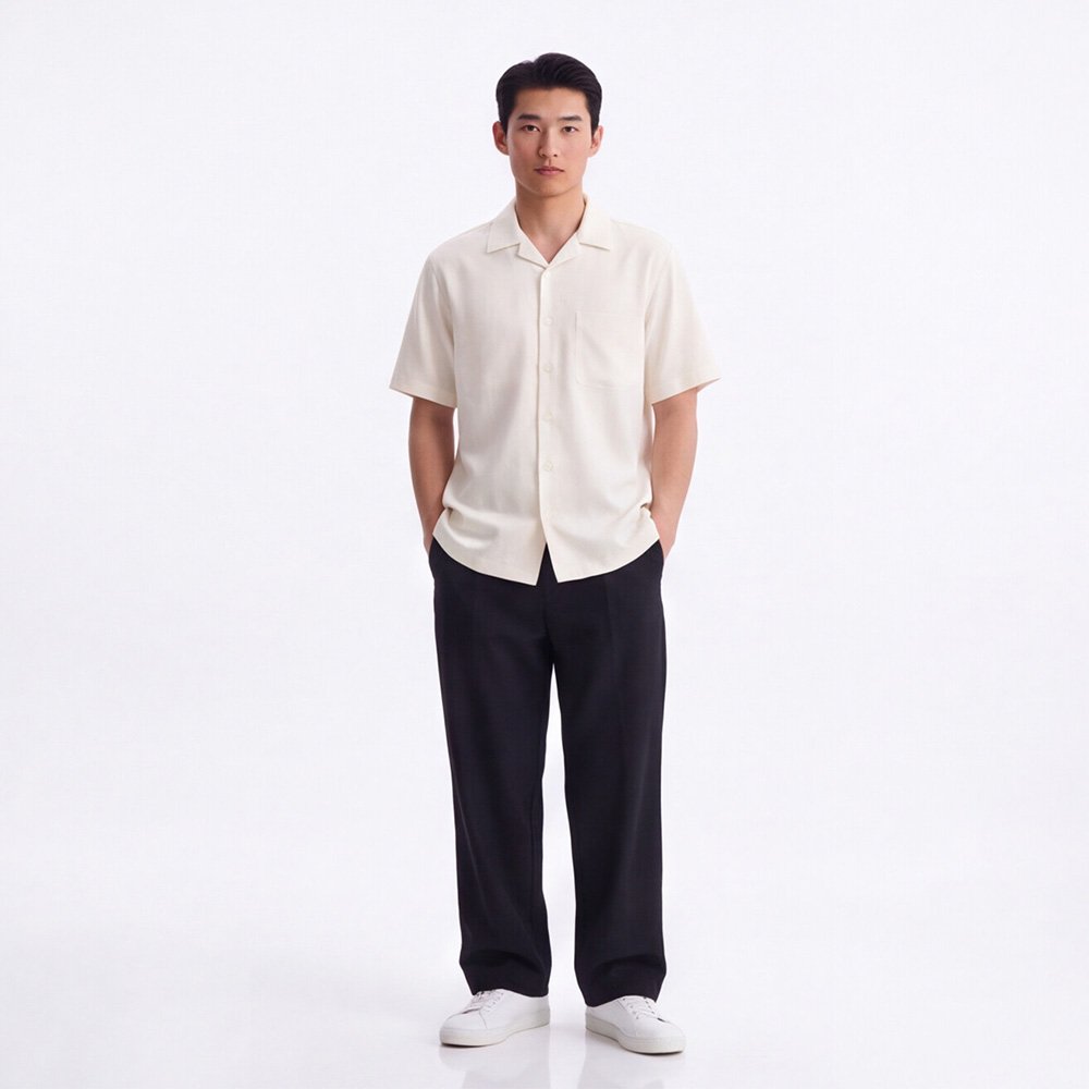 Jobb Heritage Mason Kemeja Pria Lengan Pendek Relaxed Fit Off White - Image 4
