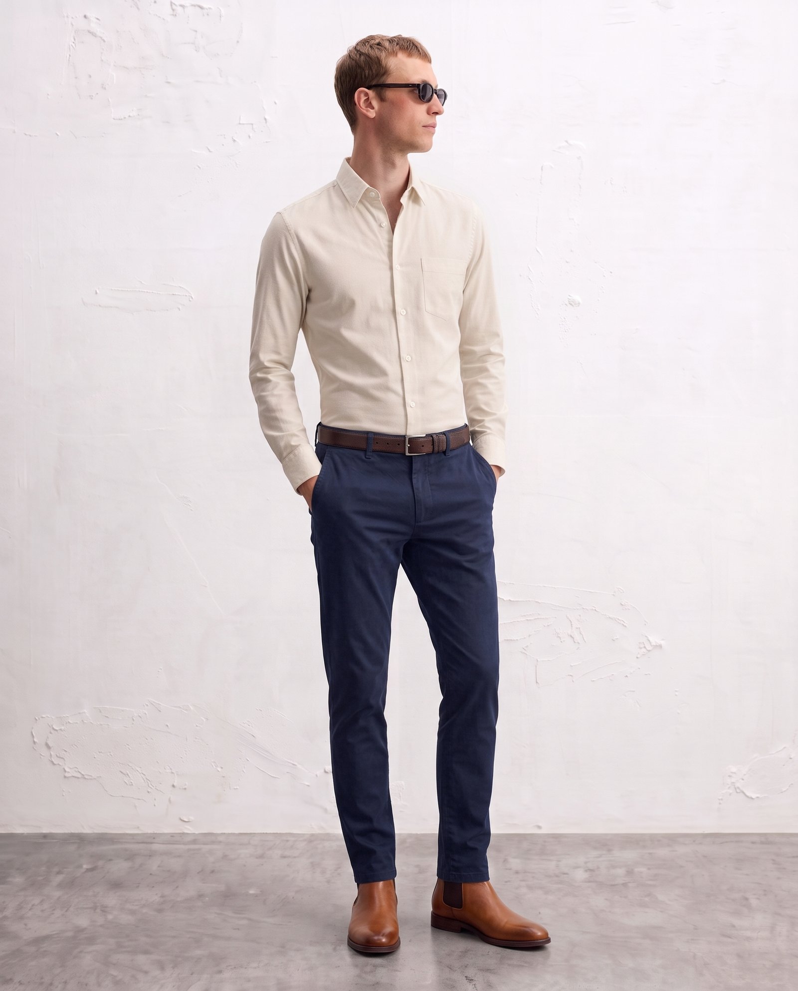 Gianni Visentin - Kemeja Formal Oxford Reguler Fit Light Beige - 9110 - Image 2