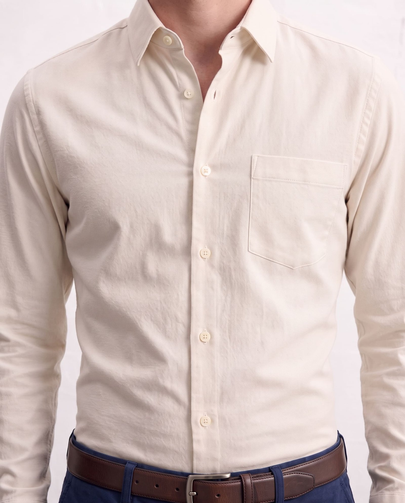 Gianni Visentin - Kemeja Formal Oxford Reguler Fit Light Beige - 9110 - Image 4
