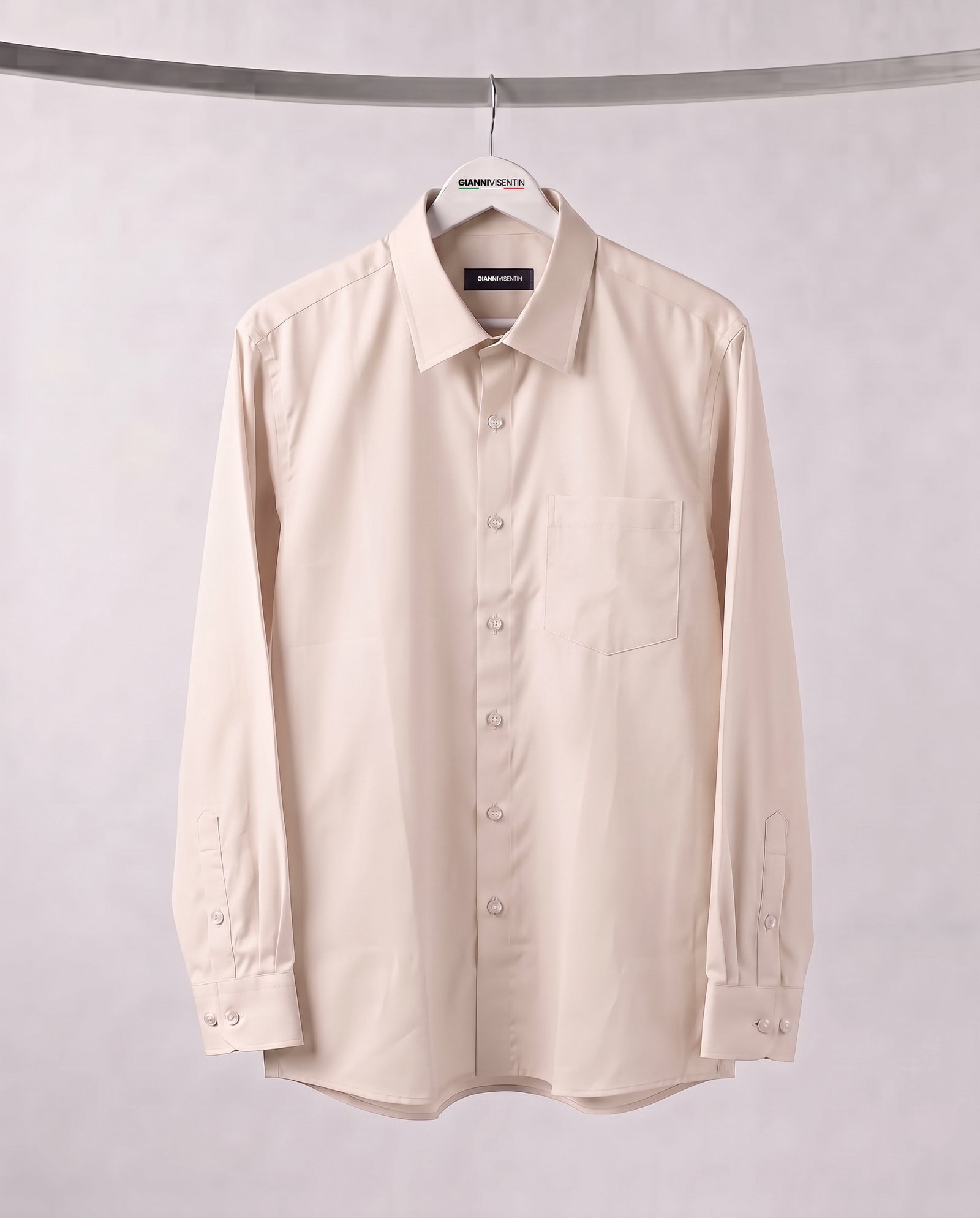 Gianni Visentin - Kemeja Formal Oxford Reguler Fit Light Beige - 9110 - Image 5