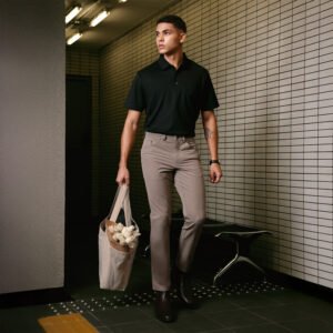 JOBB x MACK WELDON Radius Celana Panjang Pria Straight Fit Vicuna Heather