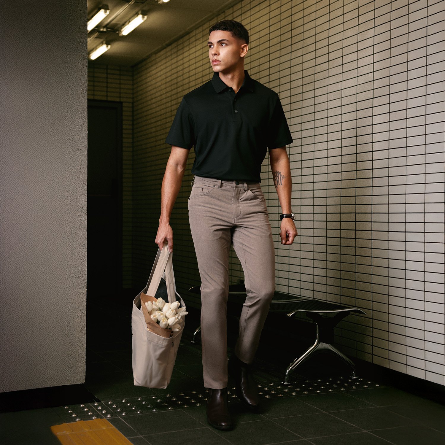 JOBB x MACK WELDON Radius Celana Panjang Pria Straight Fit Vicuna Heather - Image 3