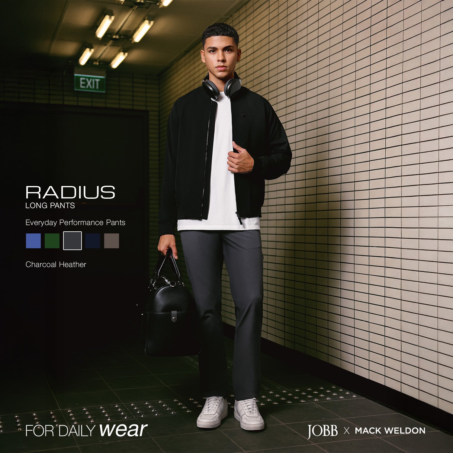 JOBB x MACK WELDON Radius Celana Panjang Pria Straight Fit Charcoal Heather