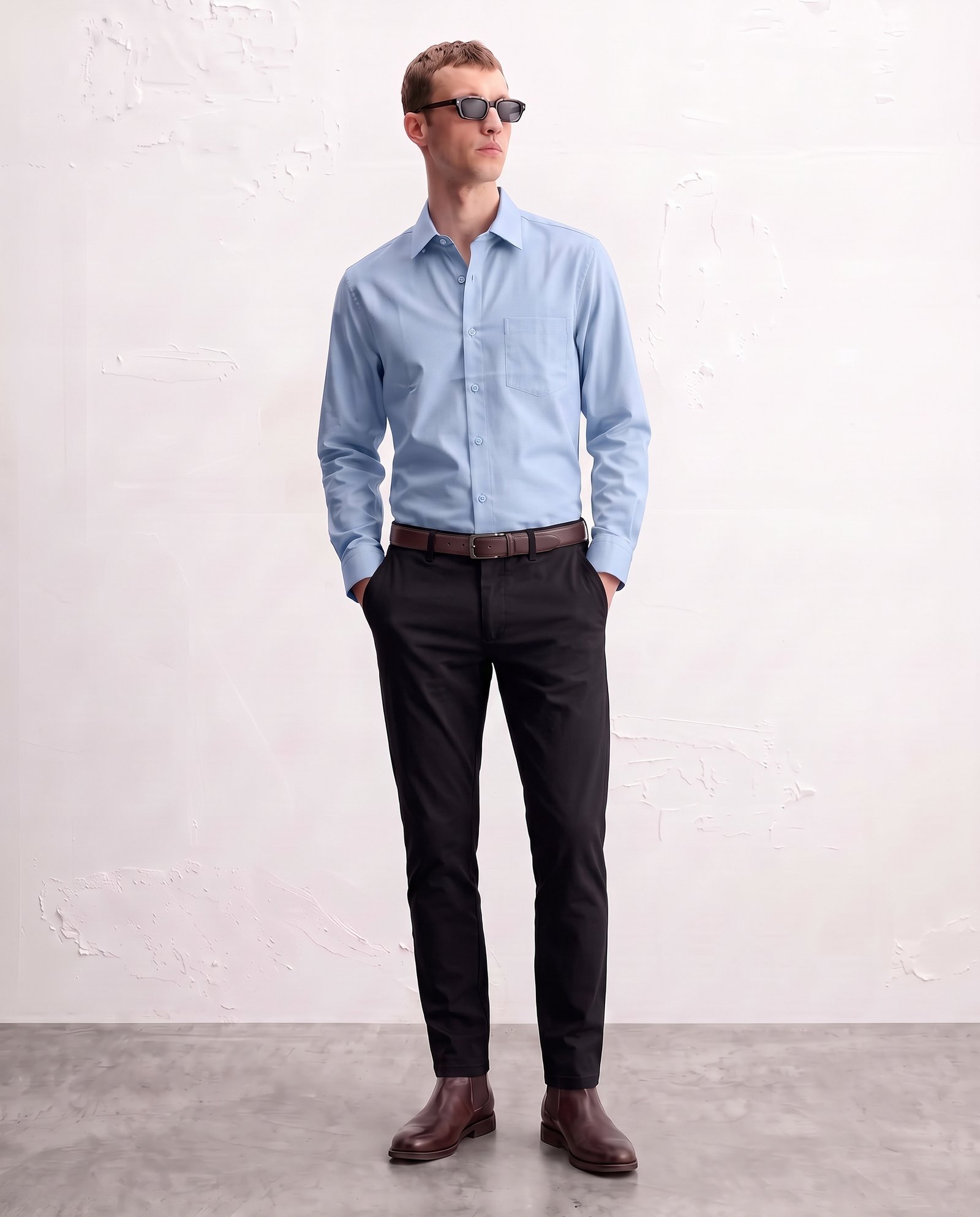 Gianni Visentin - Kemeja Formal Oxford Reguler Fit Light Blue - 9110