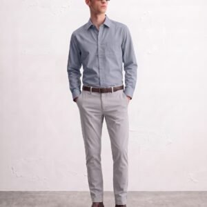 Gianni Visentin - Kemeja Formal Oxford Reguler Fit Stone Grey - 9110