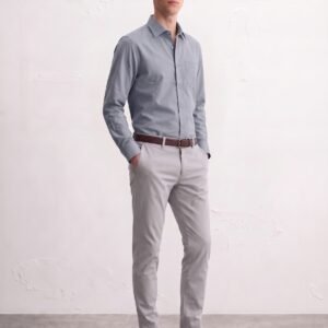 Gianni Visentin - Kemeja Formal Oxford Reguler Fit Stone Grey - 9110