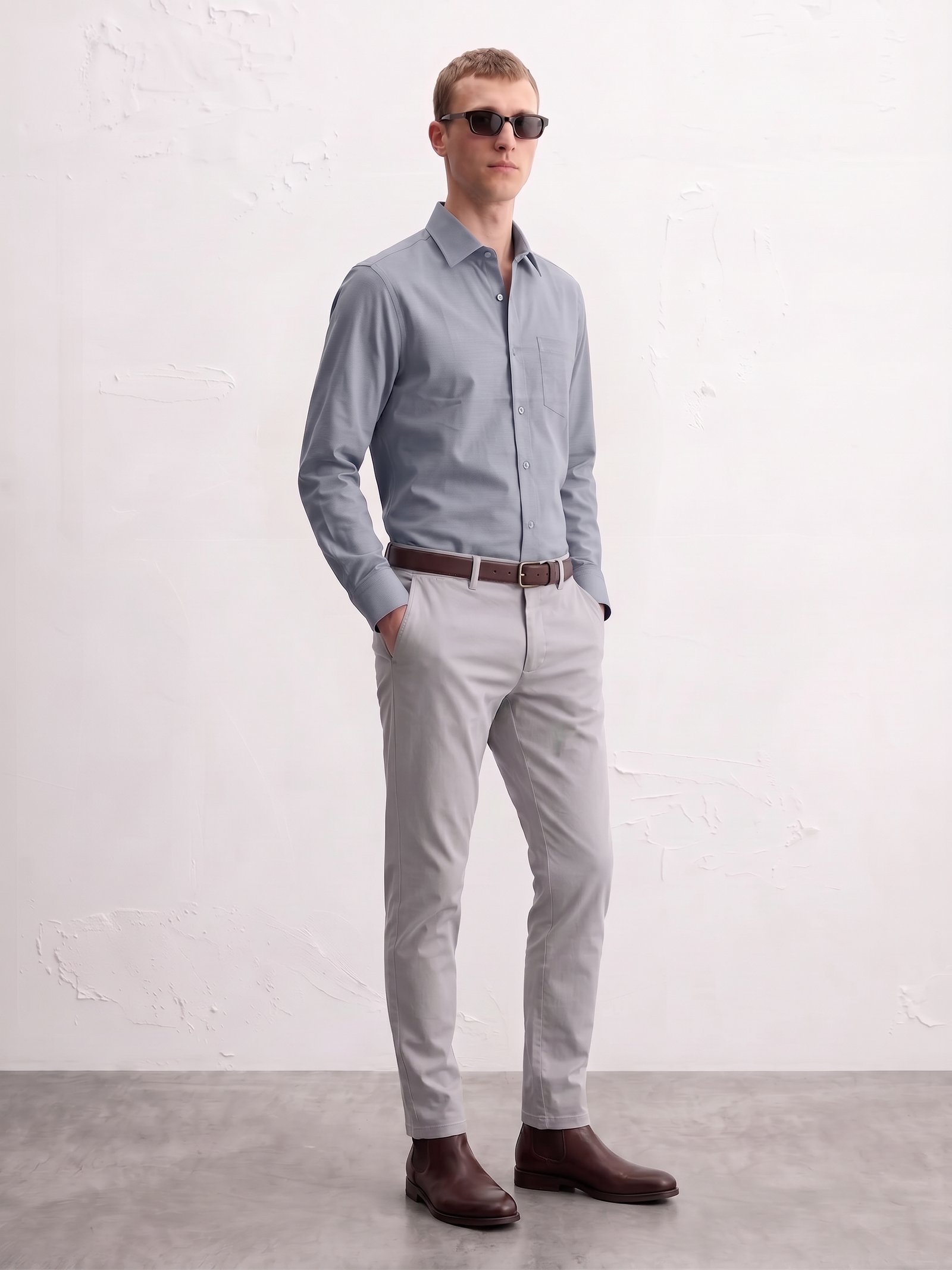 Gianni Visentin - Kemeja Formal Oxford Reguler Fit Stone Grey - 9110 - Image 2