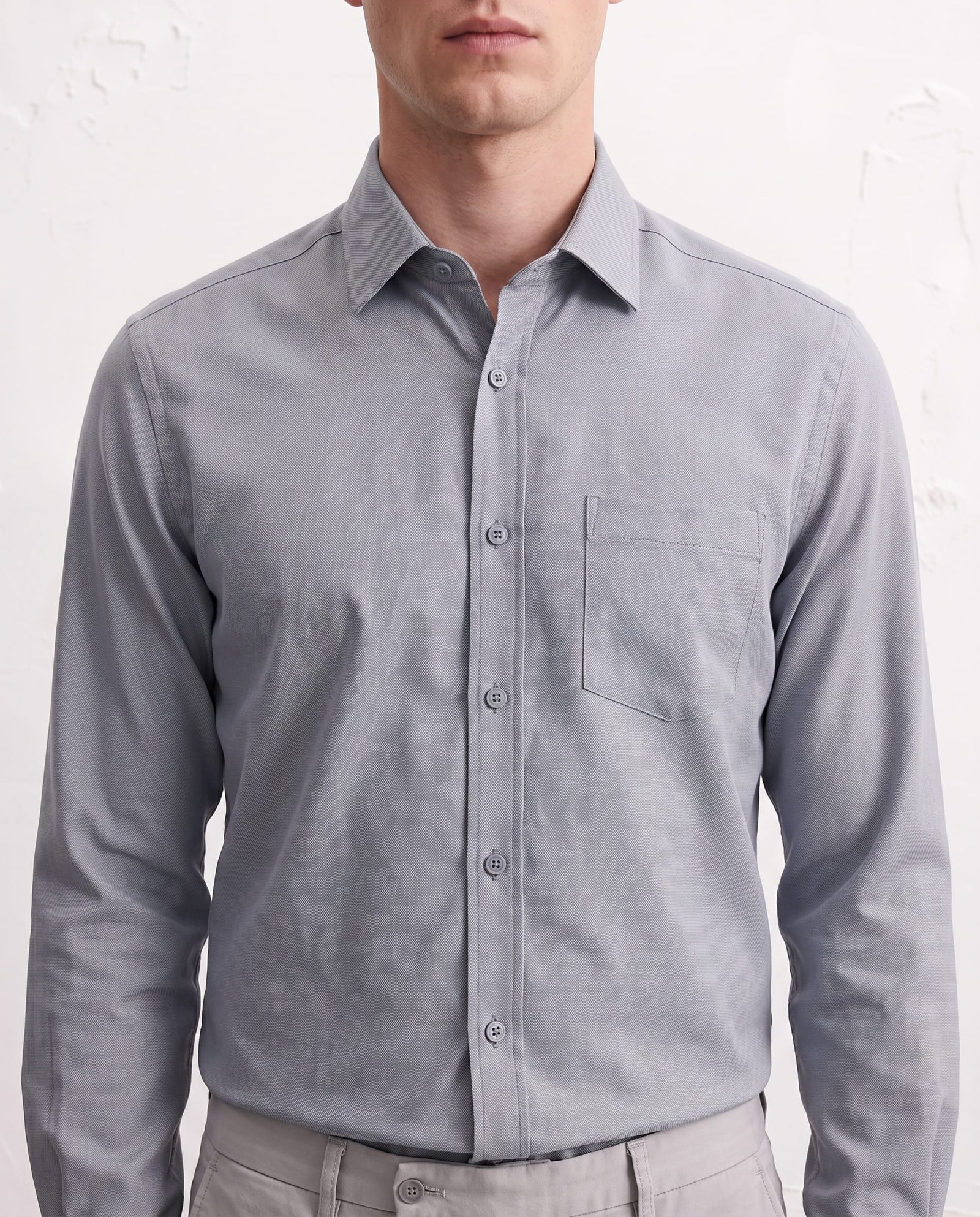Gianni Visentin - Kemeja Formal Oxford Reguler Fit Stone Grey - 9110 - Image 4