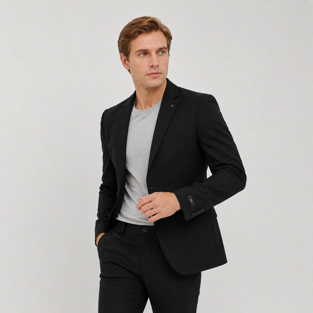 JOBB Fargo-T2 Setelan Jas dan Celana Pria Slim Fit Hitam