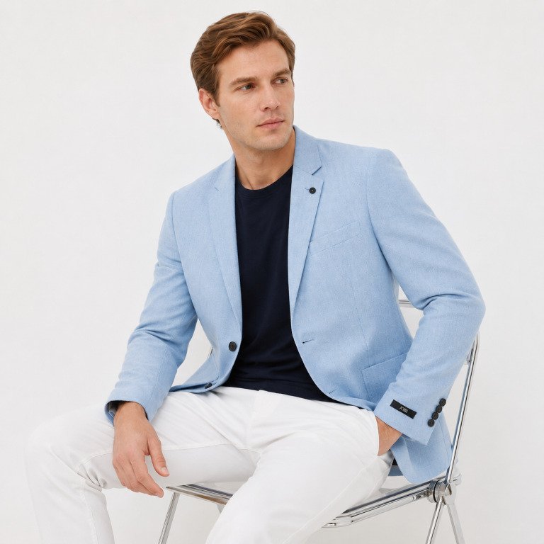JOBB Danbury-T2 Blazer Pria Slim Fit Biru Muda - Image 2