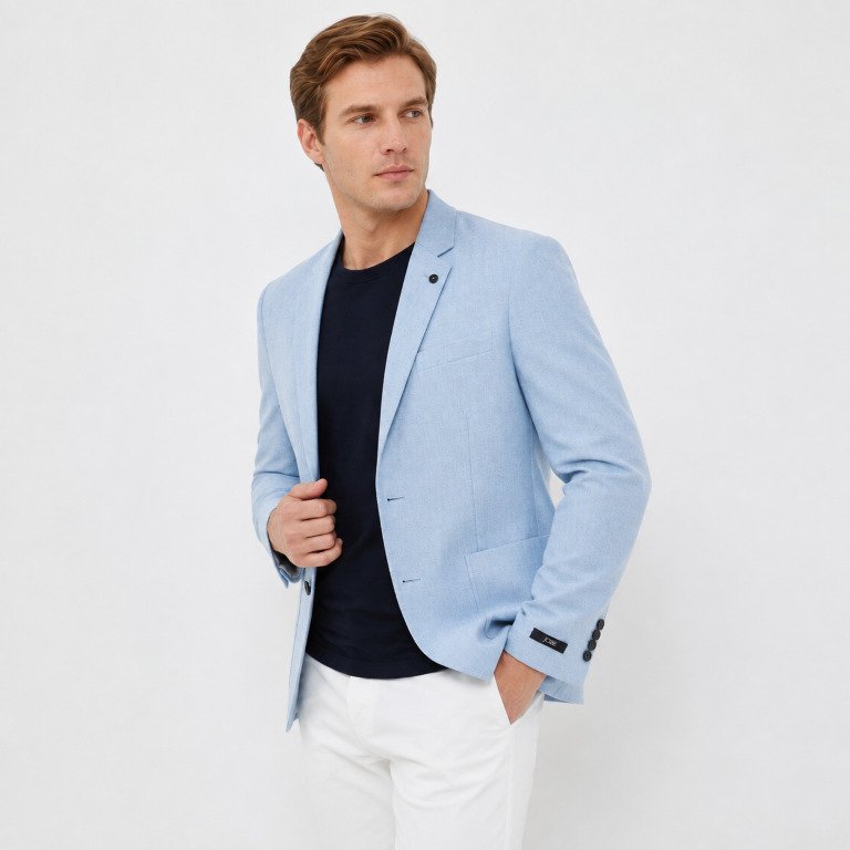 JOBB Danbury-T2 Blazer Pria Slim Fit Biru Muda - Image 3