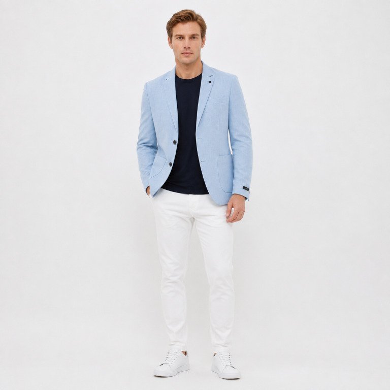 JOBB Danbury-T2 Blazer Pria Slim Fit Biru Muda - Image 5