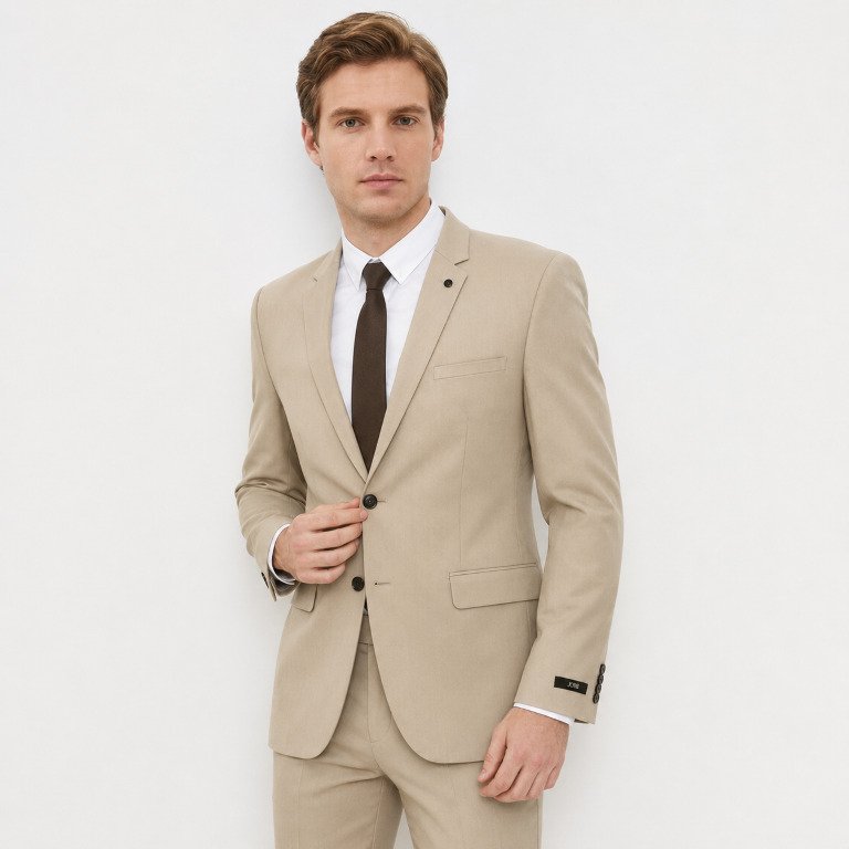 JOBB Estonia Setelan Jas dan Celana Pria Slim Fit Medium Khaki