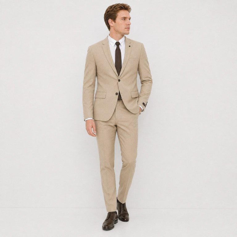 JOBB Estonia Setelan Jas dan Celana Pria Slim Fit Medium Khaki - Image 5