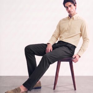 Gianni Visentin Celana Panjang Pria Salur Poly Cotton Regular Fit Hitam - 2152