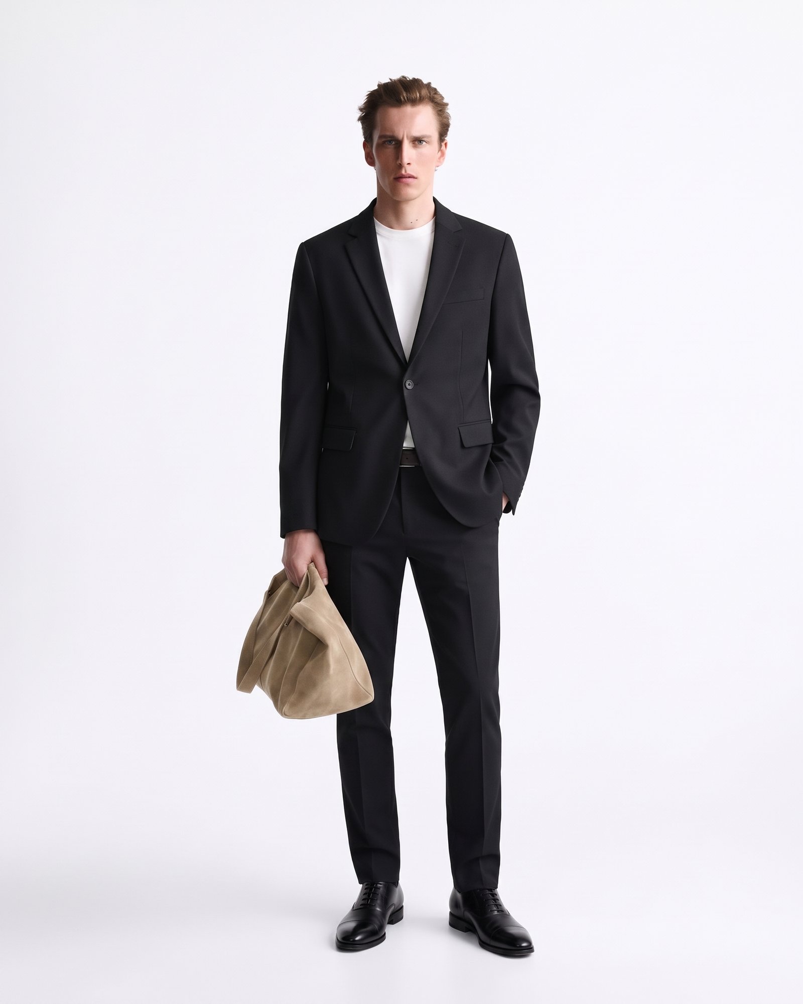Gianni Visentin Jas Blazer Pria Slim Fit Hitam Glossy - 0023