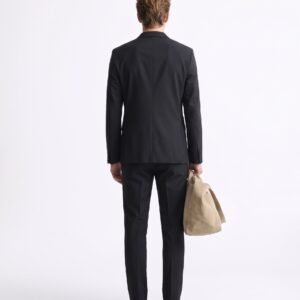 Gianni Visentin Jas Blazer Pria Slim Fit Hitam Glossy - 0023