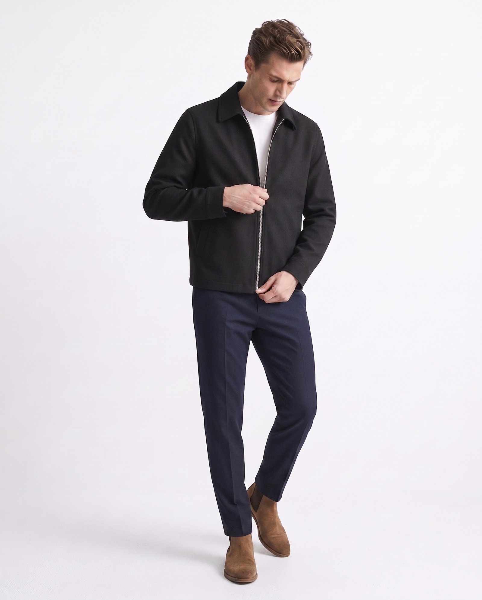 Gianni Visentin Jasket Pria Regular Fit Hitam - 0001 - Image 4