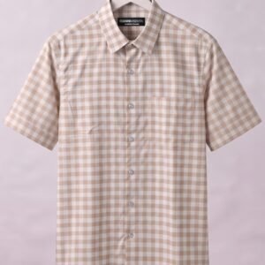Gianni Visentin Kemeja Pria Lengan Pendek Kotak Kotak Coklat Regular Fit - 9112