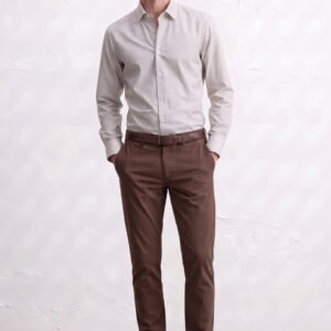 Gianni Visentin Kemeja Pria Smart Formal Modern Slim Kotak Kotak Coklat - 1203