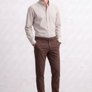 Gianni Visentin Kemeja Pria Smart Formal Modern Slim Kotak Kotak Coklat - 1203