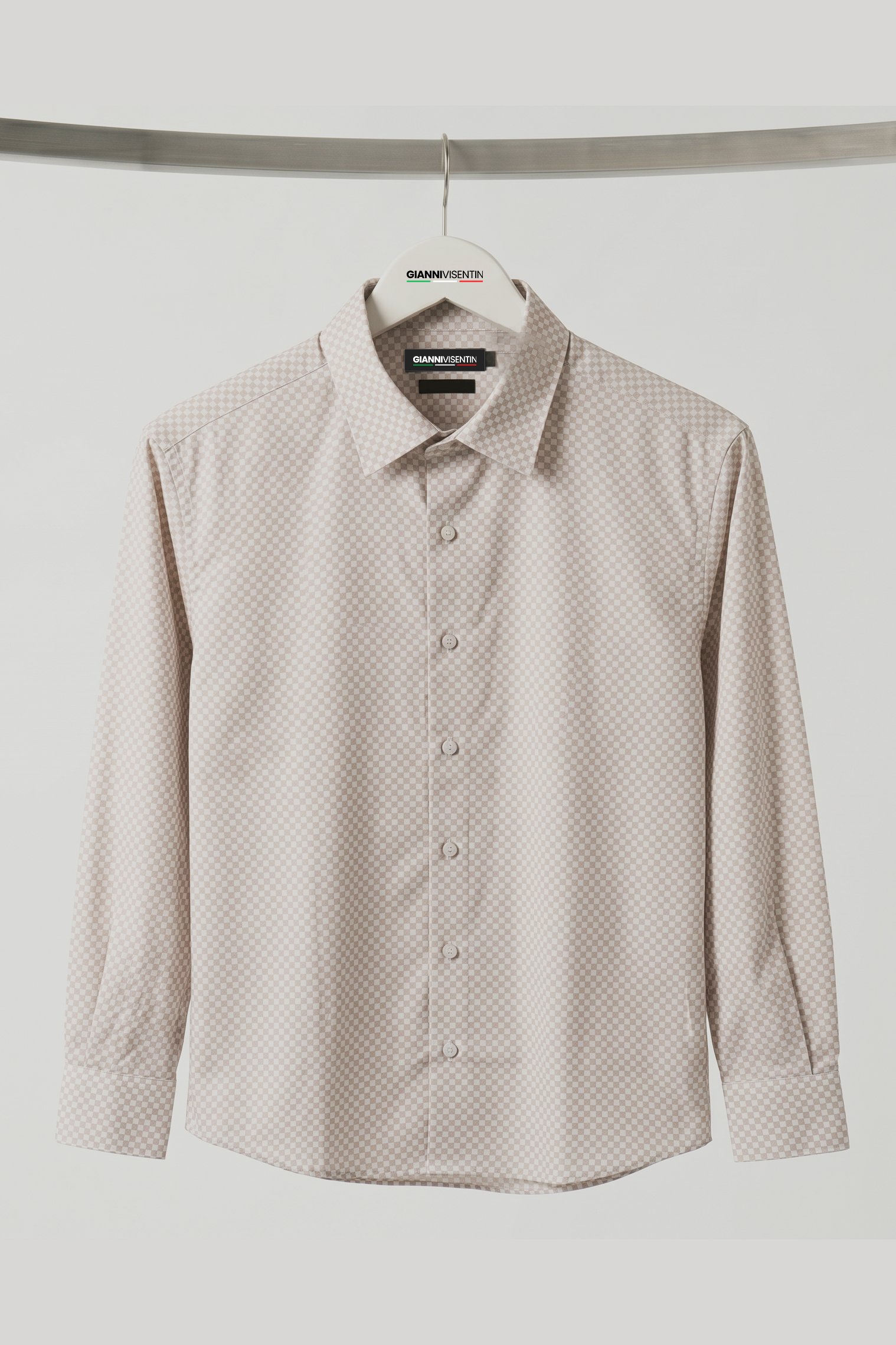 Gianni Visentin Kemeja Pria Smart Formal Modern Slim Kotak Kotak Coklat - 1203 - Image 4