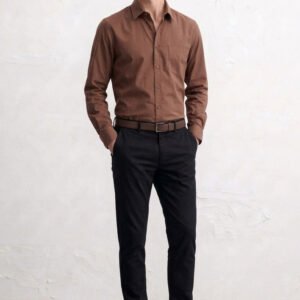 Gianni Visentin Kemeja Pria Lengan Panjang Poly Cotton Regular Fit Coklat - 9124