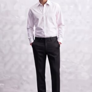 Gianni Visentin Celana Panjang Pria High Twist Poly Cotton Hitam Regular Fit - 2155