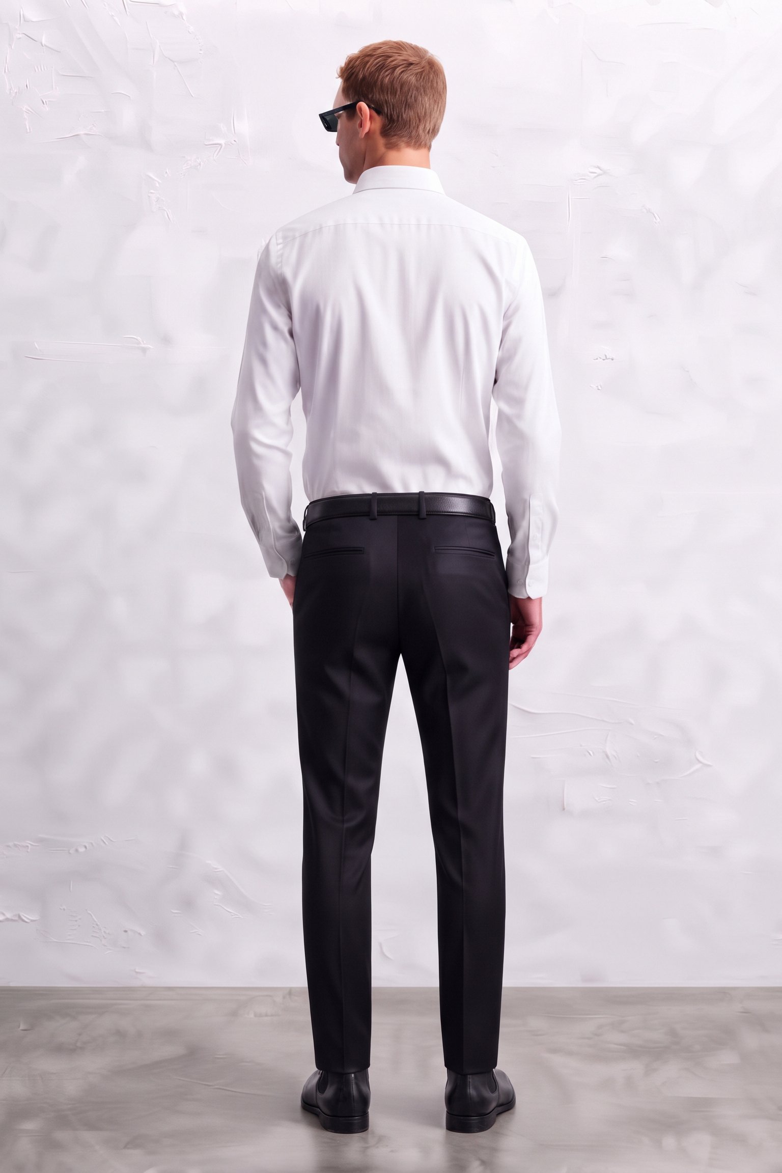 Gianni Visentin Celana Panjang Pria High Twist Poly Cotton Hitam Regular Fit - 2155 - Image 3