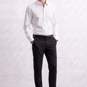 Gianni Visentin Celana Panjang Pria High Twist Poly Cotton Hitam Regular Fit - 2155