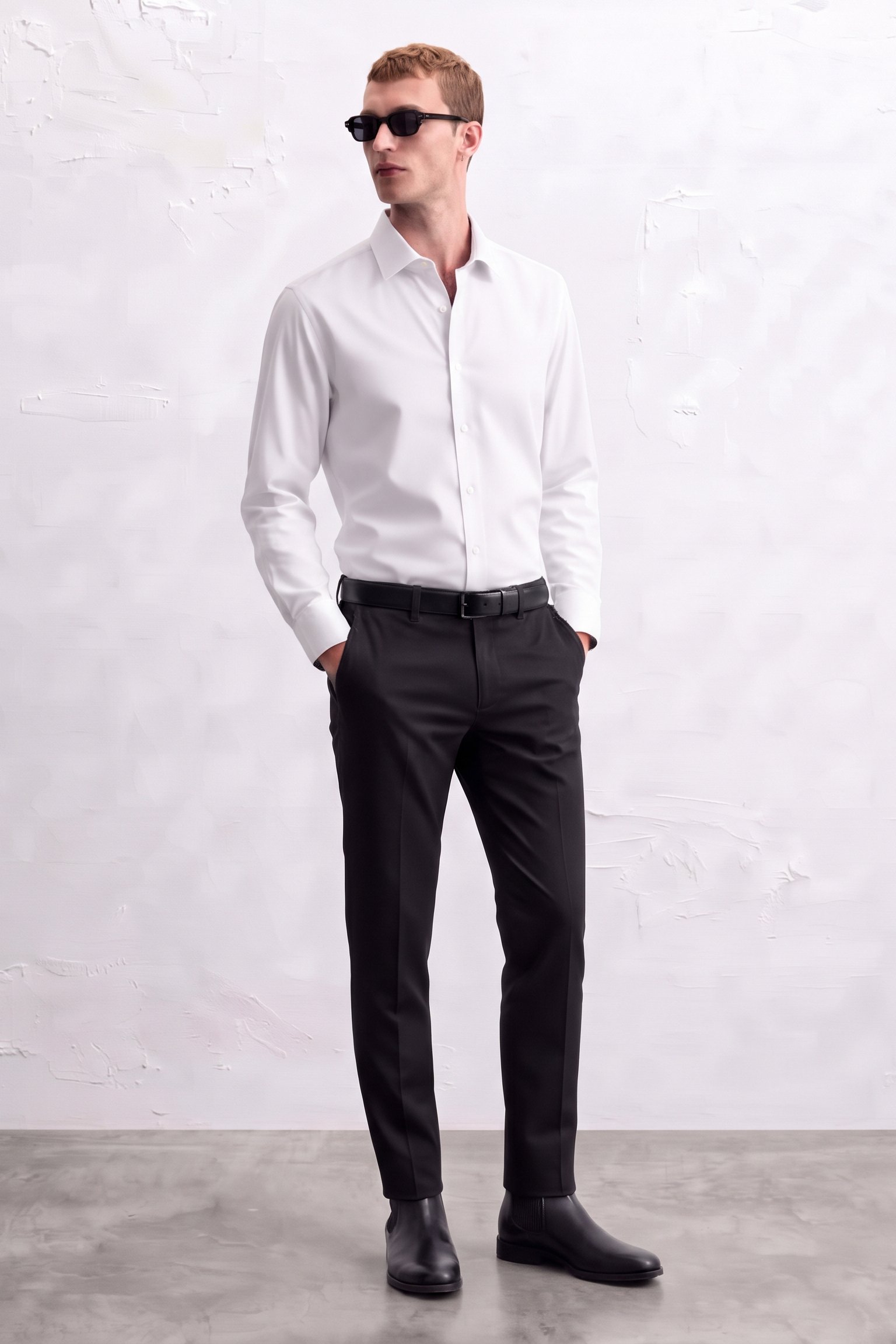 Gianni Visentin Celana Panjang Pria High Twist Poly Cotton Hitam Regular Fit - 2155 - Image 2