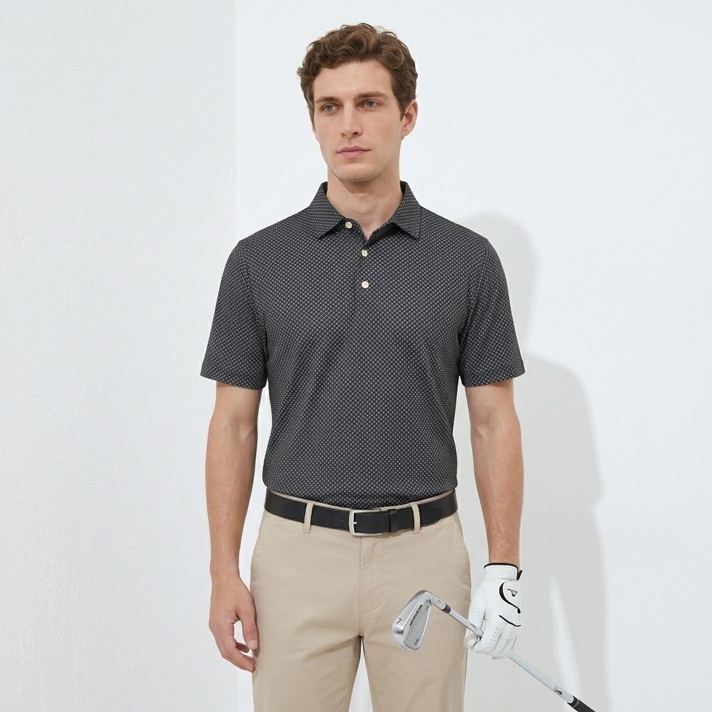 Jack Nicklaus Blackwood Premium Lattice Print Polo Shirt Golf Performance - Image 2