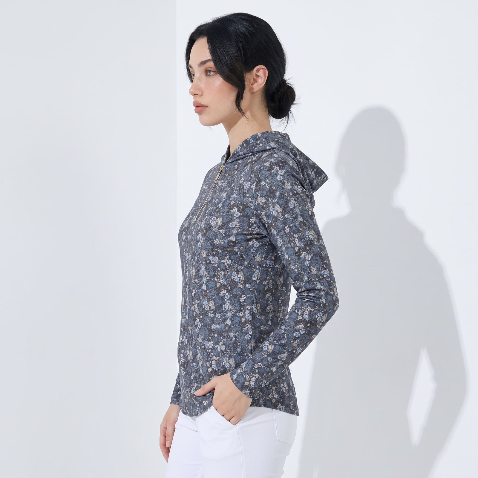 Jack Nicklaus Fenimore Premium Floral Hoodie Shirt Regular Fit Polar Sky - Image 2